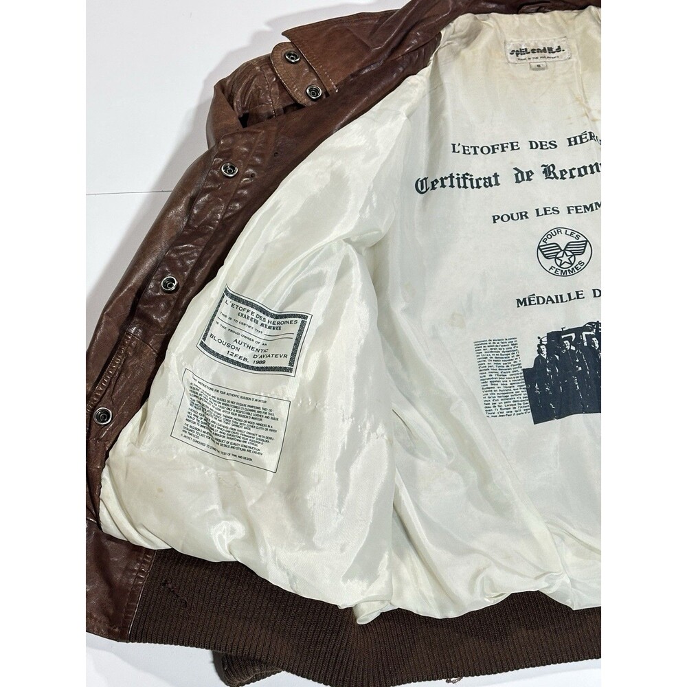 Vintage 80s Split End Ltd Leather Bomber Jacket Brown Men’s Size Small 1980s - Picture 15 of 16